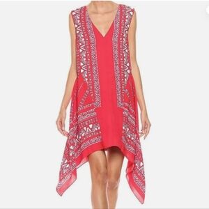 Red Sleeveless Dress with Geometric Patterns